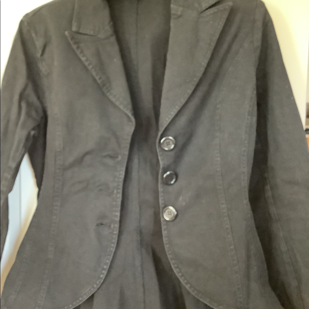 Odds N Evens Black Flaired Denim Blazer Jacket
